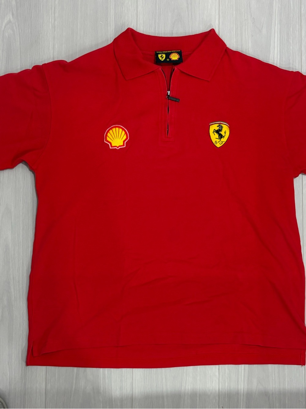 Ferrari Red Kids Polo with Zip and Team Patches